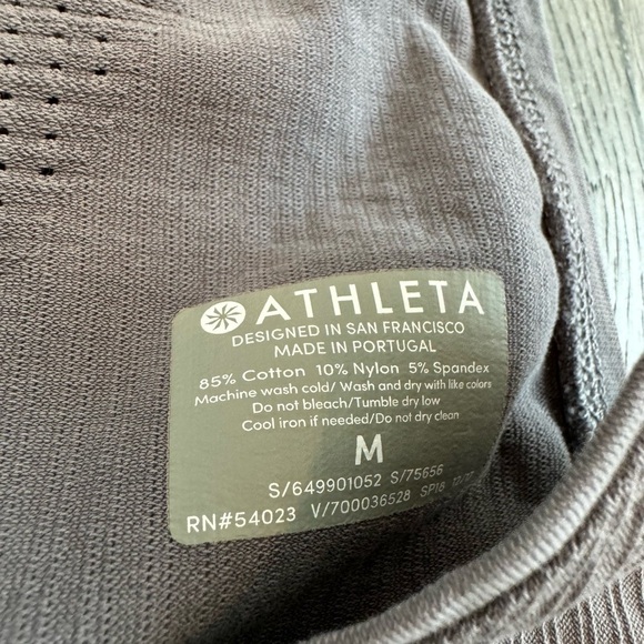 Athleta Pura Tank Top Medium Ribbed Cotton Nylon Gray Seamless Fitted - Picture 6 of 7